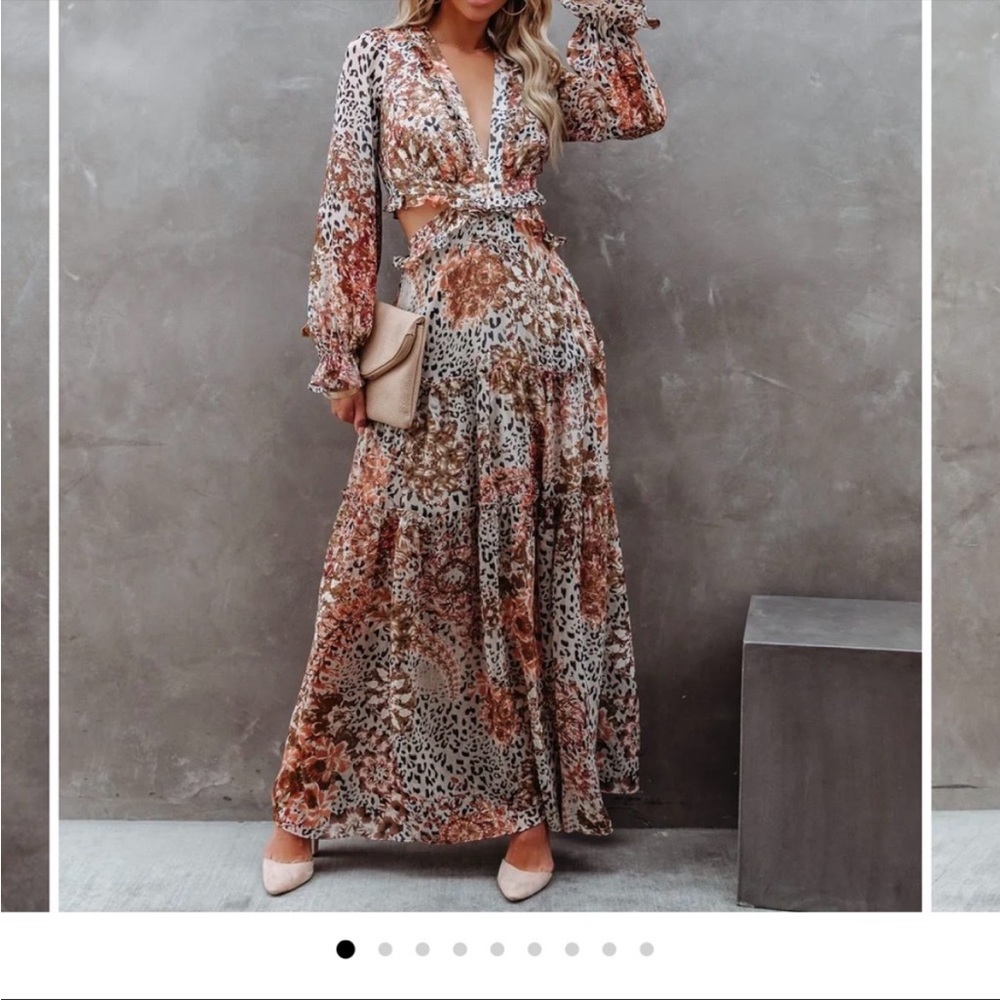 Long sleeve, animal print maxi dress